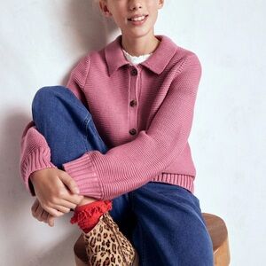 NWOT Mini Boden Collared Cardigan Pink size 11-12